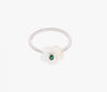 Bague Fleur Blanche & Strass Vert – Acier Inoxydable Argenté " Délicia" Mara Bijoux