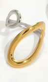 Bague Ovale Bicolore Doré & Argenté – Acier Inoxydable Ajustable "Caelia" - Mara Bijoux
