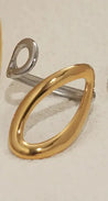 Bague Ovale Bicolore Doré & Argenté – Acier Inoxydable Ajustable "Caelia" - Mara Bijoux
