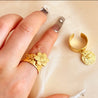 Bague Acier Martelé & Breloque Fleur  "Charme Fleur" Mara Bijoux