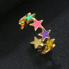 Bague Étoiles Multicolores – Acier Inoxydable Doré Ajustable | Écrin Offert "Estrella" - Mara Bijoux