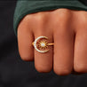 Bague Croissant de Lune & Étoile – Argent 925 Doré "Lua" - Mara Bijoux