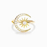 Bague Croissant de Lune & Étoile – Argent 925 Doré "Lua" - Mara Bijoux