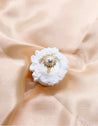 Bague Tournesol Argentée – Perle Nacrée – Acier Inoxydable Ajustable + Écrin Offert "Monaco" - Mara Bijoux