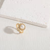 Bague Tournesol Argentée – Perle Nacrée – Acier Inoxydable Ajustable + Écrin Offert "Monaco" - Mara Bijoux