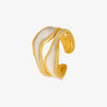 Bague Vague Blanche Nacrée – Acier Inoxydable Doré Ajustable | Écrin Offert "Neige" - Mara Bijoux