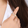Bague Ajustable – 2 Zircons Blanc & Violet – Acier Inoxydable "Royale doré" - Mara Bijoux
