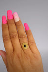 Bague Soleil Dorée Ajustable – Incrustation Noire | Acier Inoxydable Haute Qualité | Écrin Offert "Sol" - Mara Bijoux