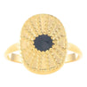 Bague Soleil Dorée Ajustable – Incrustation Noire | Acier Inoxydable Haute Qualité | Écrin Offert "Sol" - Mara Bijoux