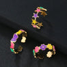 Bague Fleurs Multicolores – Acier Inoxydable Doré Ajustable "OKAMI" Mara Bijoux