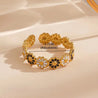 Bague Marguerites Noires & Blanches – Acier Inoxydable "Marguerite" Mara Bijoux