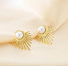 Boucles Soleil Rayons & Perle Blanche – Bijou Doré Chic "Cara" - Mara Bijoux