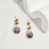 Boucles Goutte Dorée & Strass Violet – Écrin Offert "Gouttelette" - Mara Bijoux