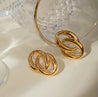 Boucles d’Oreilles Double Anneau Entrelacé en Acier Inoxydable Doré – Élégance Moderne – Écrin Offert "Lyna" - Mara Bijoux
