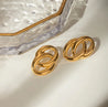 Boucles d’Oreilles Double Anneau Entrelacé en Acier Inoxydable Doré – Élégance Moderne – Écrin Offert "Lyna" - Mara Bijoux