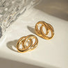 Boucles d’Oreilles Double Anneau Entrelacé en Acier Inoxydable Doré – Élégance Moderne – Écrin Offert "Lyna" - Mara Bijoux