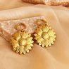 Boucles d’Oreilles Pendantes en Acier Inoxydable Doré en Forme de Tournesol – Élégance Naturelle – Écrin Offert "Tournesol" - Mara Bijoux