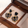 Boucles d’Oreilles Cœur & Strass Noirs – Tige Argent 925 | Écrin Offert "Madonna" - Mara Bijoux