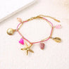 Bracelet Étoile de Mer – Cordon Rose & Acier Doré | Pierre Rose & Écrin Offert "Mer Rose" Mara Bijoux