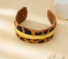 Bracelet Jonc Léopard Ouvert – Tissu Imprimé & Liseré Doré | Écrin Offert "Carla" Mara Bijoux