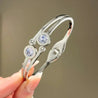 Bracelet Jonc Doré – 2 Gros & 2 Petits Zircons – Acier Inoxydable + Écrin Offert "Inès" - Mara Bijoux