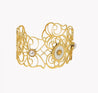 Bracelet Jonc Soleil & Nacre – Acier Doré & Perles Blanches | Écrin Offert "Perle Fleur" Mara Bijoux