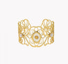 Bracelet Jonc Soleil & Nacre – Acier Doré & Perles Blanches | Écrin Offert "Perle Fleur" Mara Bijoux