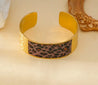 Bracelet Jonc Léopard Doré – Motif Central & Finition Striée | Écrin Offert "St Tropez" Mara Bijoux
