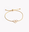 Bracelet Doré Mãe – Acier Inoxydable Réglable avec Coeur Nacré & Strass | Cadeau Maman | Écrin Offert "Mae coeur nacré" - Mara Bijoux