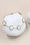 Bracelet Doré 5 Trèfles Nacrés blanc – Acier "Camèlia" Mara Bijoux