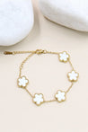 Bracelet Doré 5 Trèfles Nacrés blanc – Acier "Camèlia" Mara Bijoux