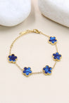 Bracelet Doré Trèfles Nacre Bleue Foncé- Acier "Camélia" Mara Bijoux