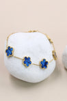 Bracelet Doré Trèfles Nacre Bleue Foncé- Acier "Camélia" Mara Bijoux