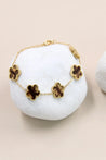 Bracelet Doré Trèfles Nacre Brun Foncé– Acier "Camélia" Mara Bijoux