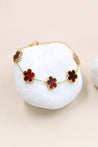 Bracelet Doré Trèfles Nacre Rouge-Acier "Camélia" Mara Bijoux