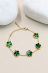 Bracelet Doré Trèfles Nacre Verte Bouteille- Acier "Camélia" Mara Bijoux