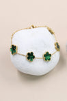Bracelet Doré Trèfles Nacre Verte Bouteille- Acier "Camélia" Mara Bijoux