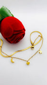 Chaîne de Cheville Double Rang – Lune, Étoile & Cœur | Acier Inoxydable Doré "Loma" - Mara Bijoux