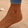 Chaîne de Cheville Dorée – Cœurs & Perles Rouges "Lovely" - Mara Bijoux