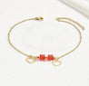 Chaîne de Cheville Dorée – Cœurs & Perles Rouges "Lovely" - Mara Bijoux