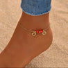 Chaîne de Cheville Dorée – Cœurs & Perles Rouges "Lovely" - Mara Bijoux
