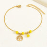 Chaîne de Cheville Dorée – Perles Jaunes & Arbre de Vie "Malia" - Mara Bijoux