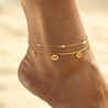 Chaîne de Cheville Double Dorée – Œil Protecteur & Strass Losange | Acier Inoxydable " Osana" - Mara Bijoux