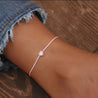 Chaîne de Cheville Fille Rose – Cœur Argent 925 & Strass Blanc "Délia" - Mara Bijoux