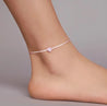 Chaîne de Cheville Fille Rose – Cœur Argent 925 & Strass Blanc "Délia" - Mara Bijoux