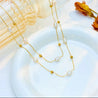 Collier Double Rang Doré – Perles Dorées & Blanches – Acier Inoxydable + Écrin Offert "Perla" - Mara Bijoux