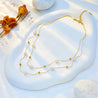 Collier Double Rang Doré – Perles Dorées & Blanches – Acier Inoxydable + Écrin Offert "Perla" - Mara Bijoux