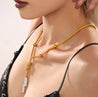Collier Doré Épais avec Nœud & Zircons – Écrin Offert "Stacy" - Mara Bijoux