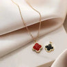 Collier Réversible Rouge & Noir – Acier Titane Doré "Sulpicia" Mara Bijoux