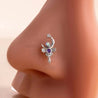 Piercing Nez Lune & Ailes – Strass Violet – Acier Inoxydable Argenté, Tige en L + Écrin Offert "Lune Argenté" - Mara Bijoux